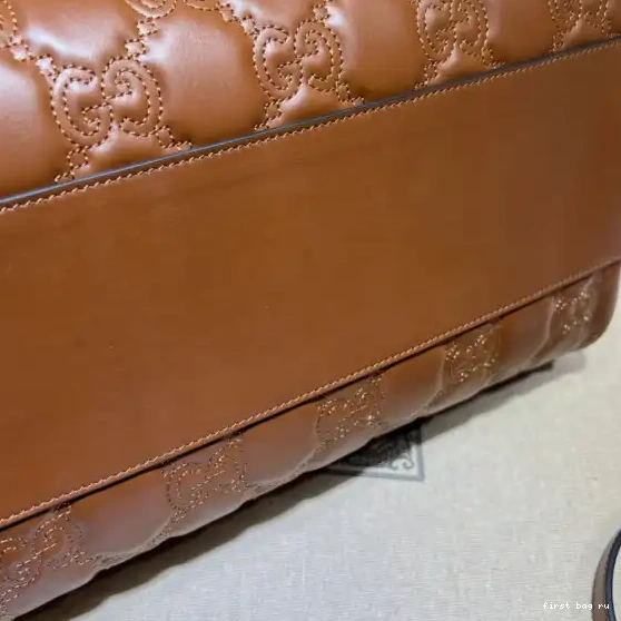 First bag ru GUCCI bag GG matelassé handle top leather 0613